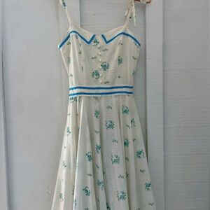 Authentic Vintage Blue Floral Maxi Dress